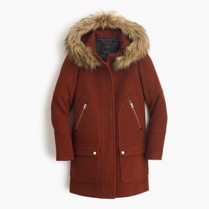 EUC J. Crew Chateau Stadium-Cloth Parka, sz 00